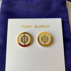 NWT! Tory Burch Split Circle Enamel Stud Earrings